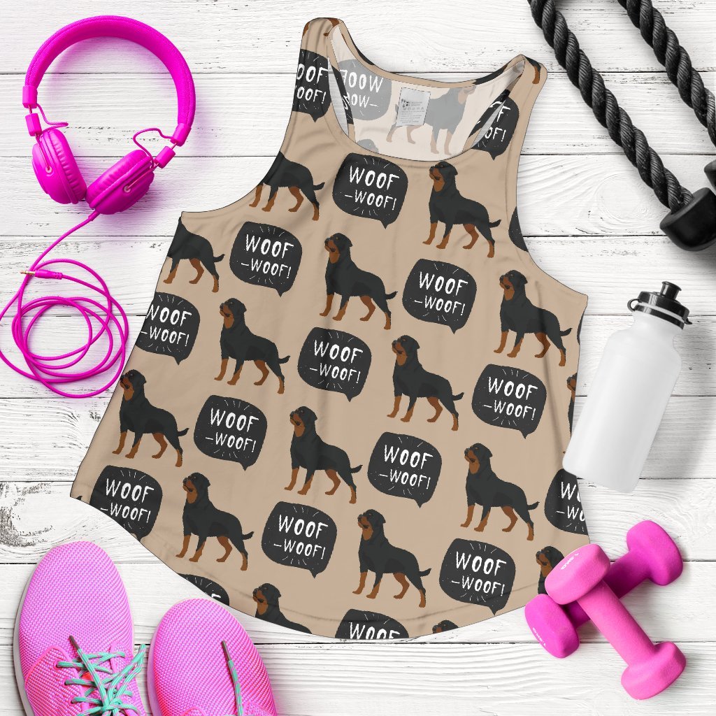 Rottweiler Dog Pattern Print Women's Racerback Tank Tops-grizzshop