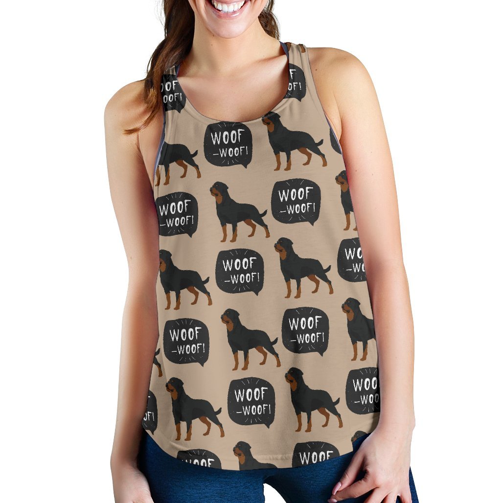 Rottweiler Dog Pattern Print Women's Racerback Tank Tops-grizzshop
