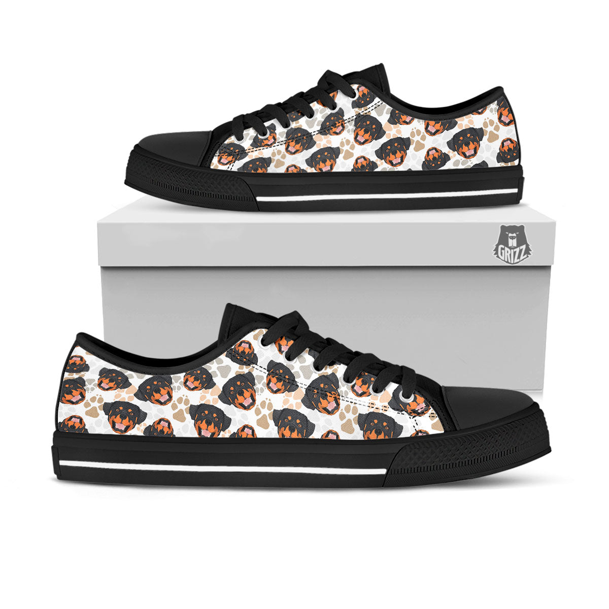 Rottweiler Print Pattern Black Low Top Shoes-grizzshop