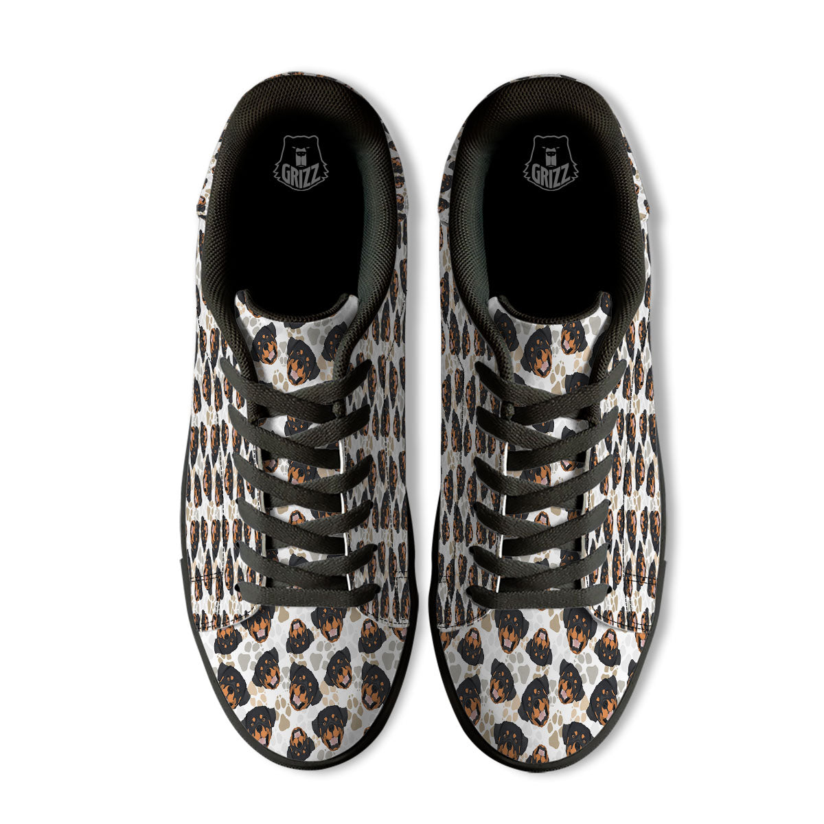 Rottweiler Print Pattern Black Low Top Sneakers-grizzshop
