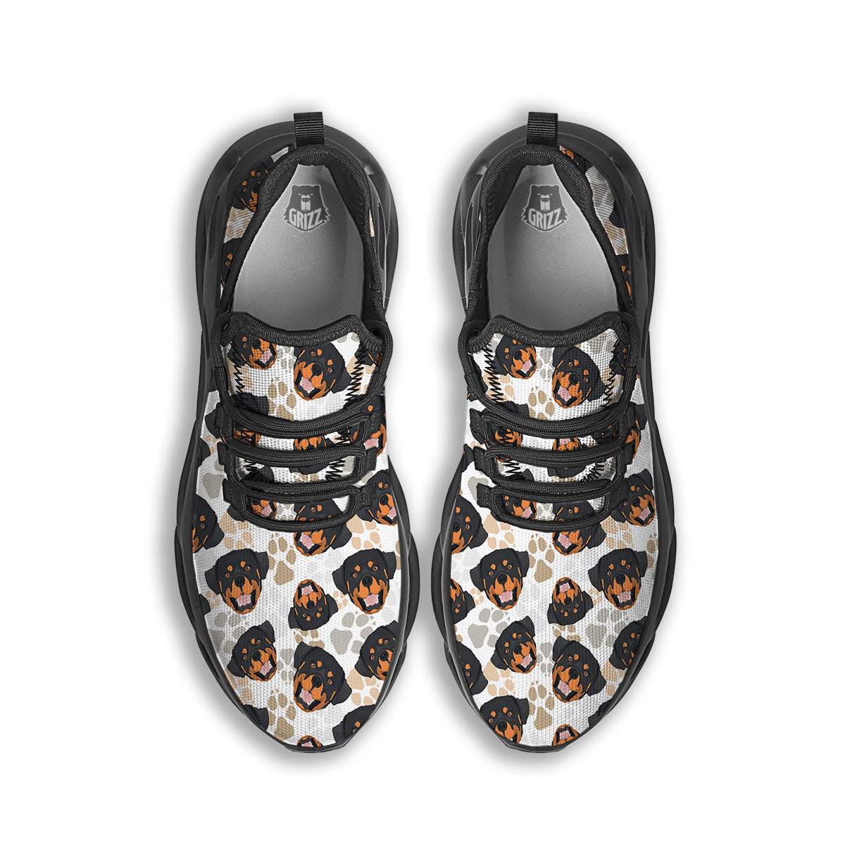 Rottweiler Print Pattern Black Running Shoes-grizzshop
