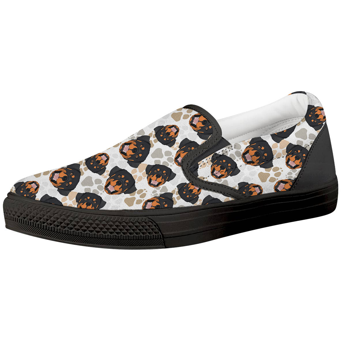 Rottweiler Print Pattern Black Slip On Shoes-grizzshop