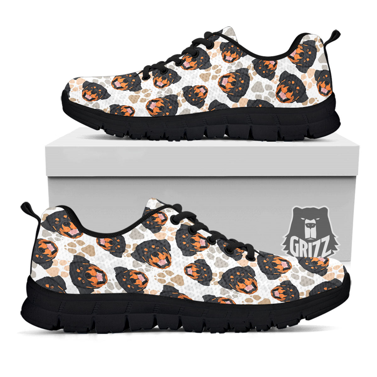 Rottweiler Print Pattern Black Sneaker-grizzshop
