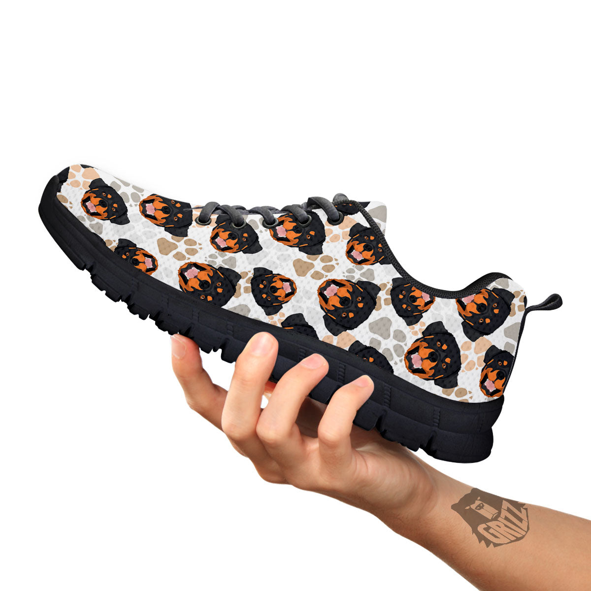 Rottweiler Print Pattern Black Sneaker-grizzshop