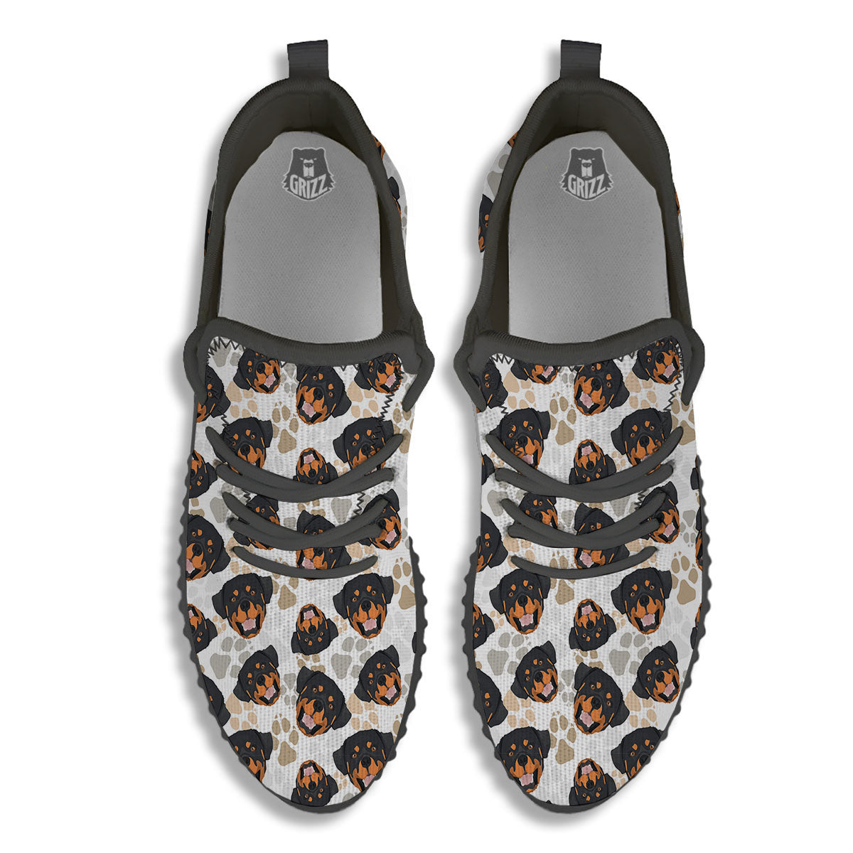 Rottweiler Print Pattern Black Walking Shoes-grizzshop