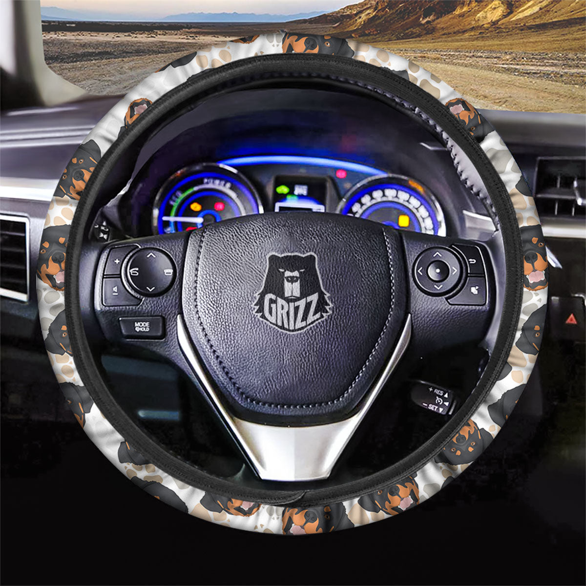 Rottweiler Print Pattern Car Steering Wheel Cover-grizzshop