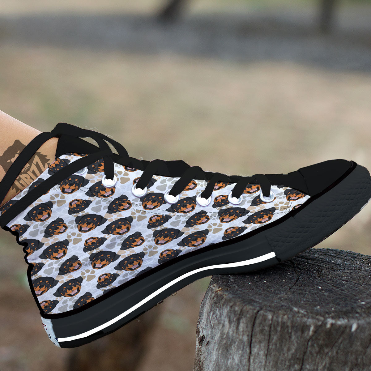 Rottweiler Print Pattern High Top Shoes-grizzshop