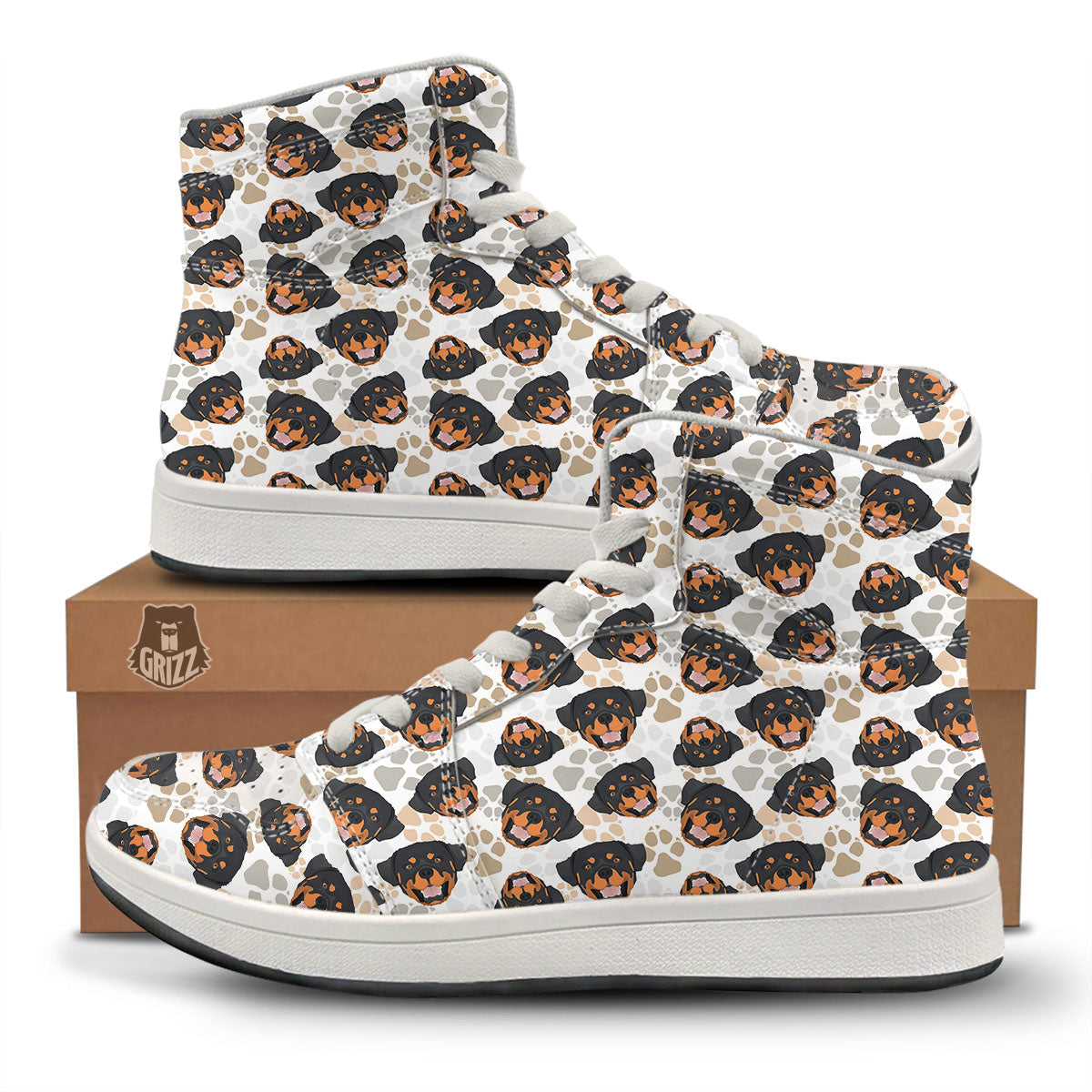 Rottweiler Print Pattern High Top Sneakers-grizzshop