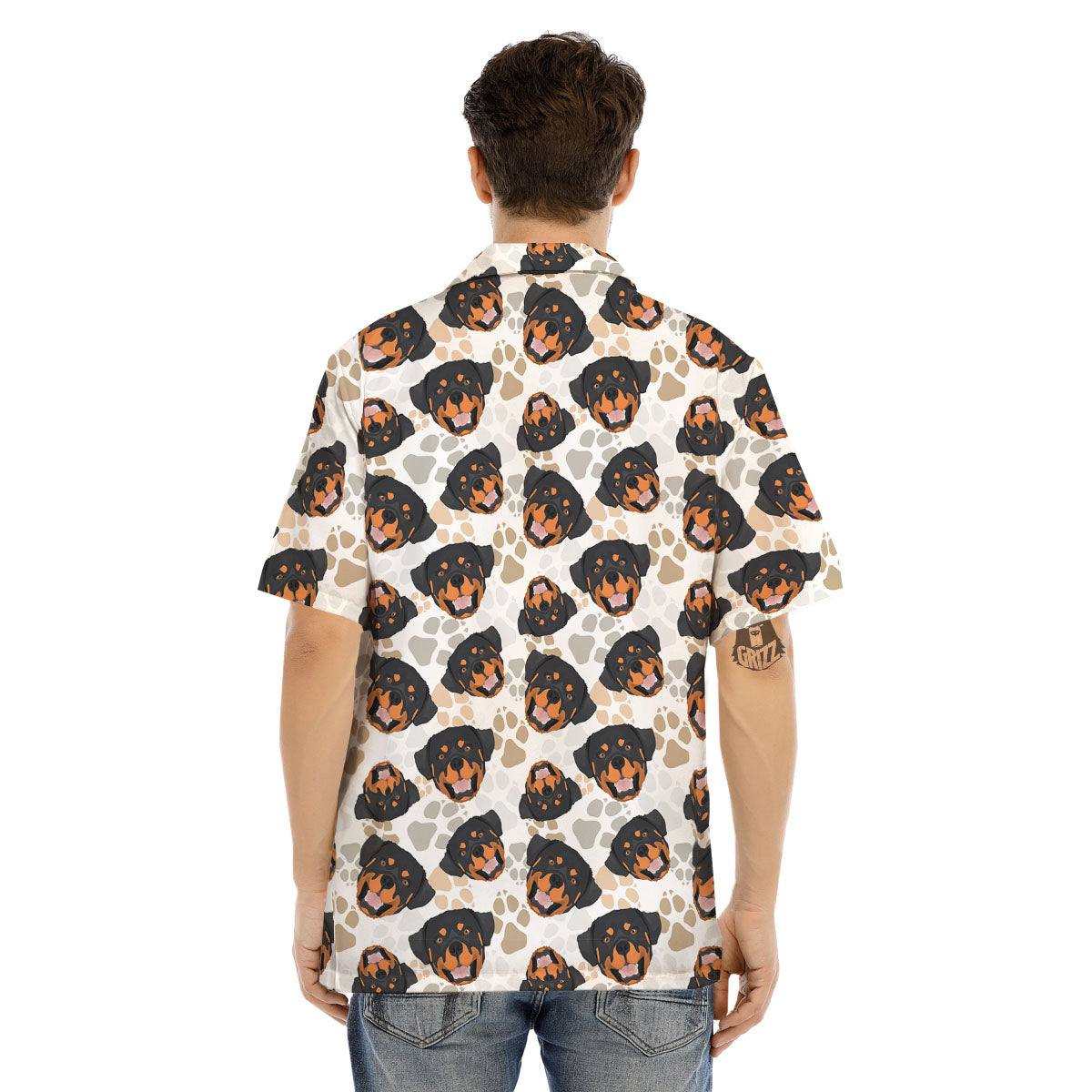 Rottweiler Print Pattern Men's Hawaiian Shirt-grizzshop