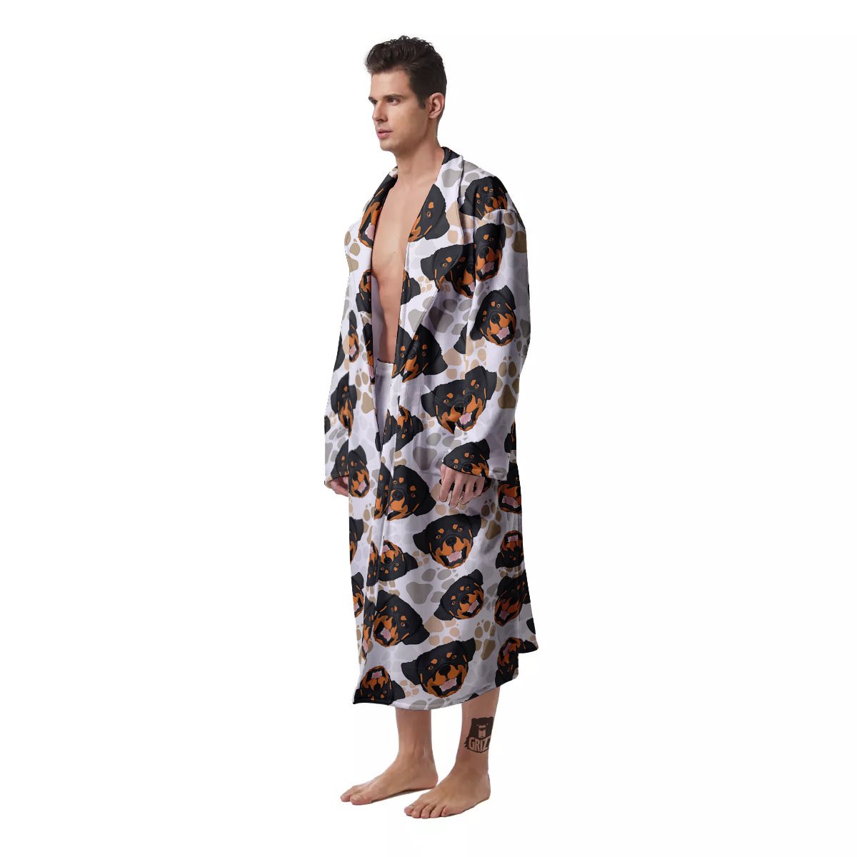 Rottweiler Print Pattern Men's Robe-grizzshop