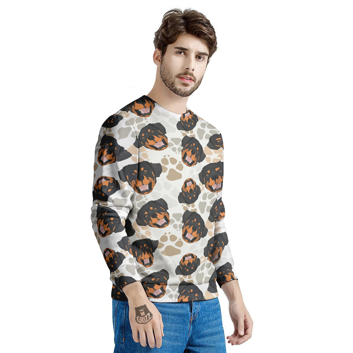 Rottweiler Print Pattern Men's Sweatshirt-grizzshop