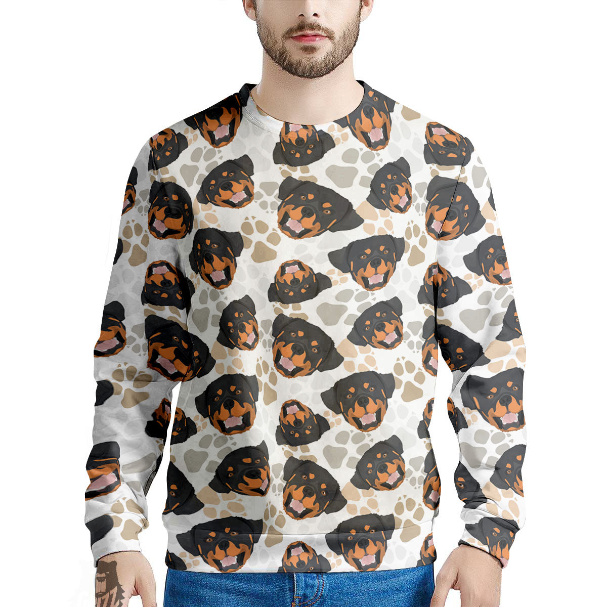 Rottweiler Print Pattern Men's Sweatshirt-grizzshop