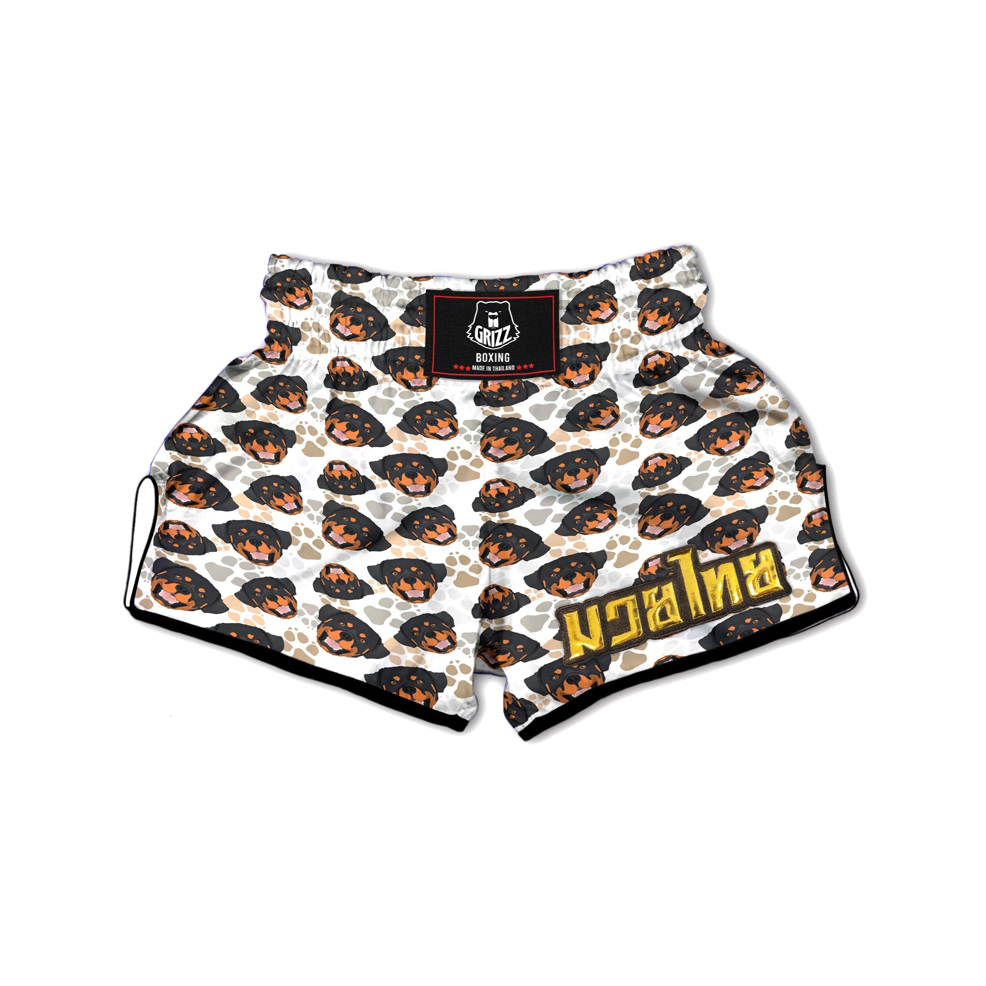 Rottweiler Print Pattern Muay Thai Boxing Shorts-grizzshop