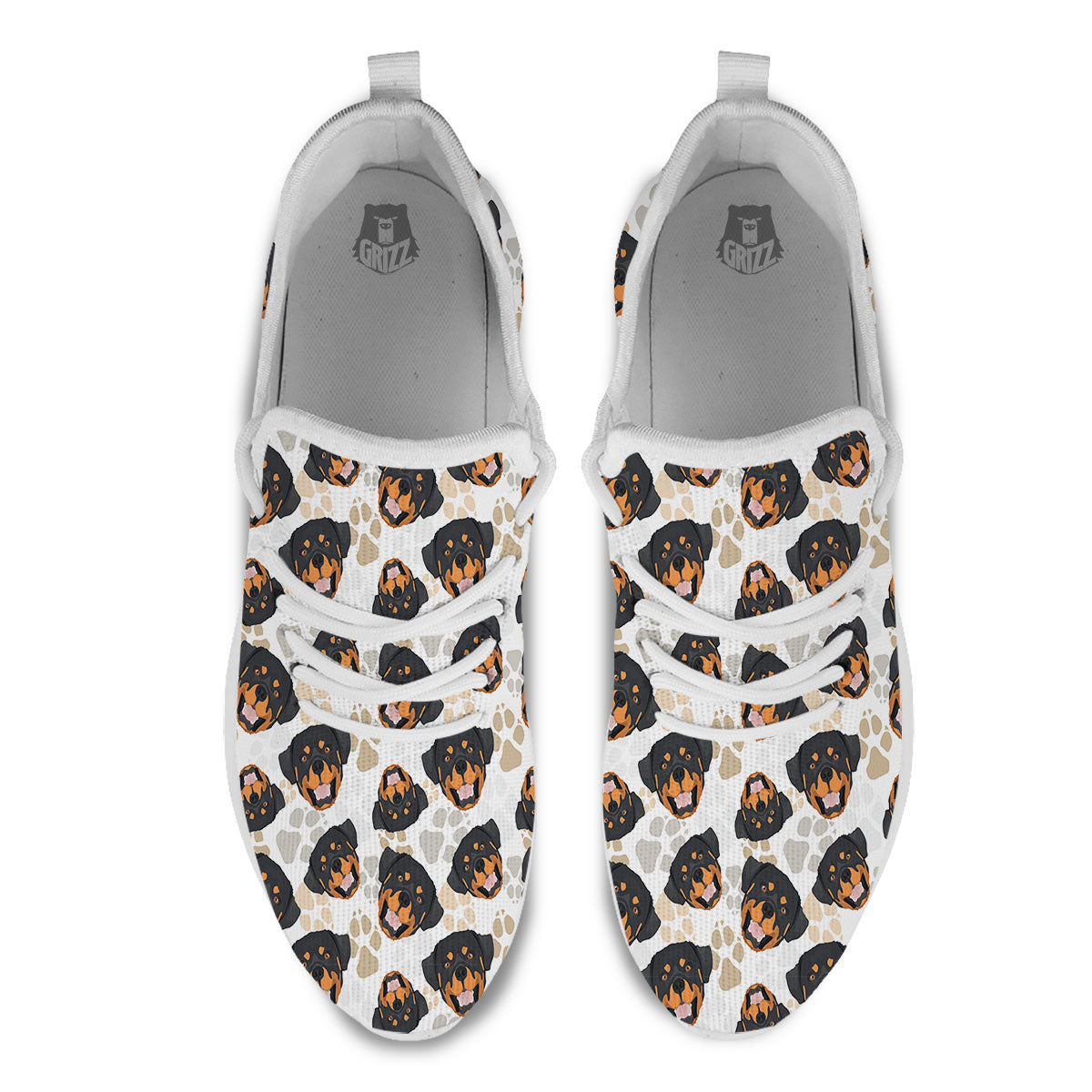 Rottweiler Print Pattern White Athletic Shoes-grizzshop