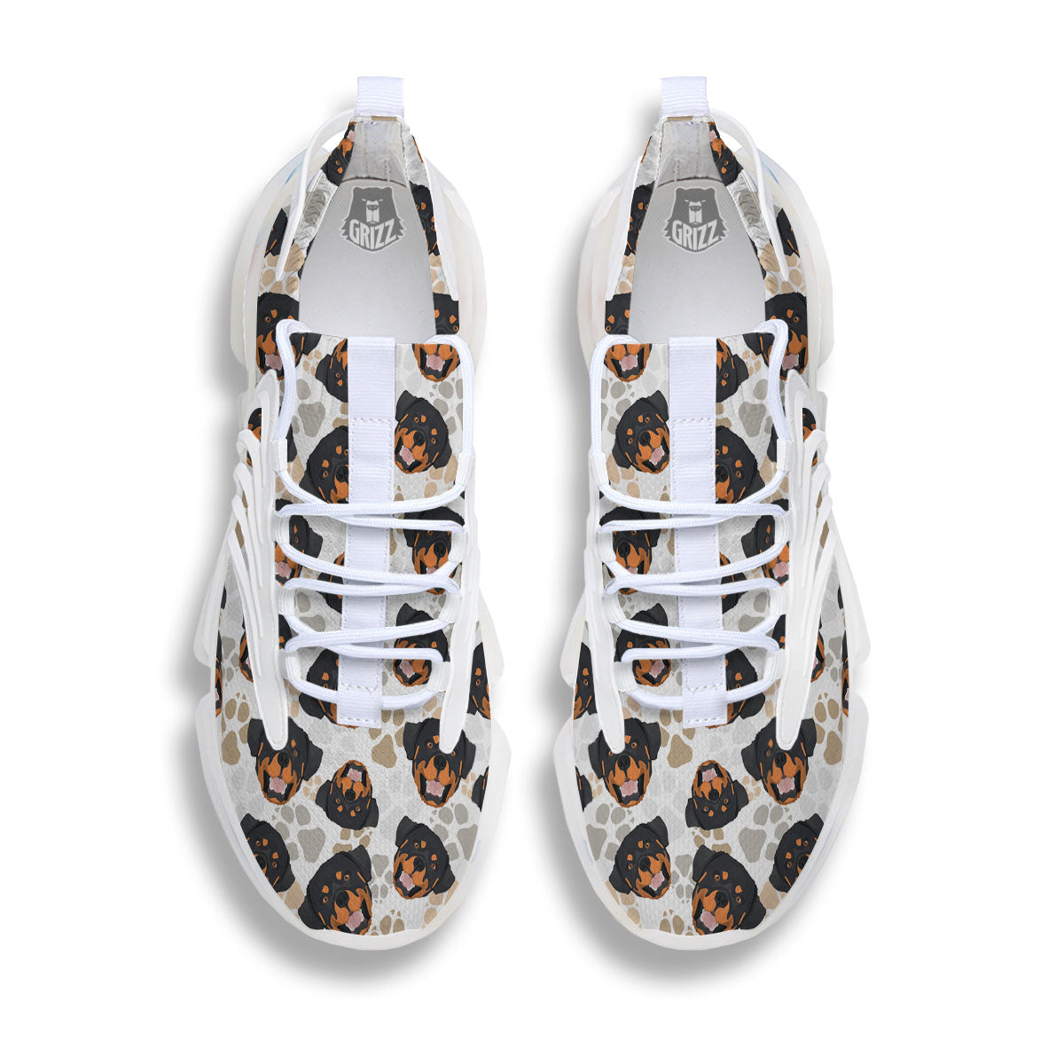 Rottweiler Print Pattern White Gym Shoes-grizzshop