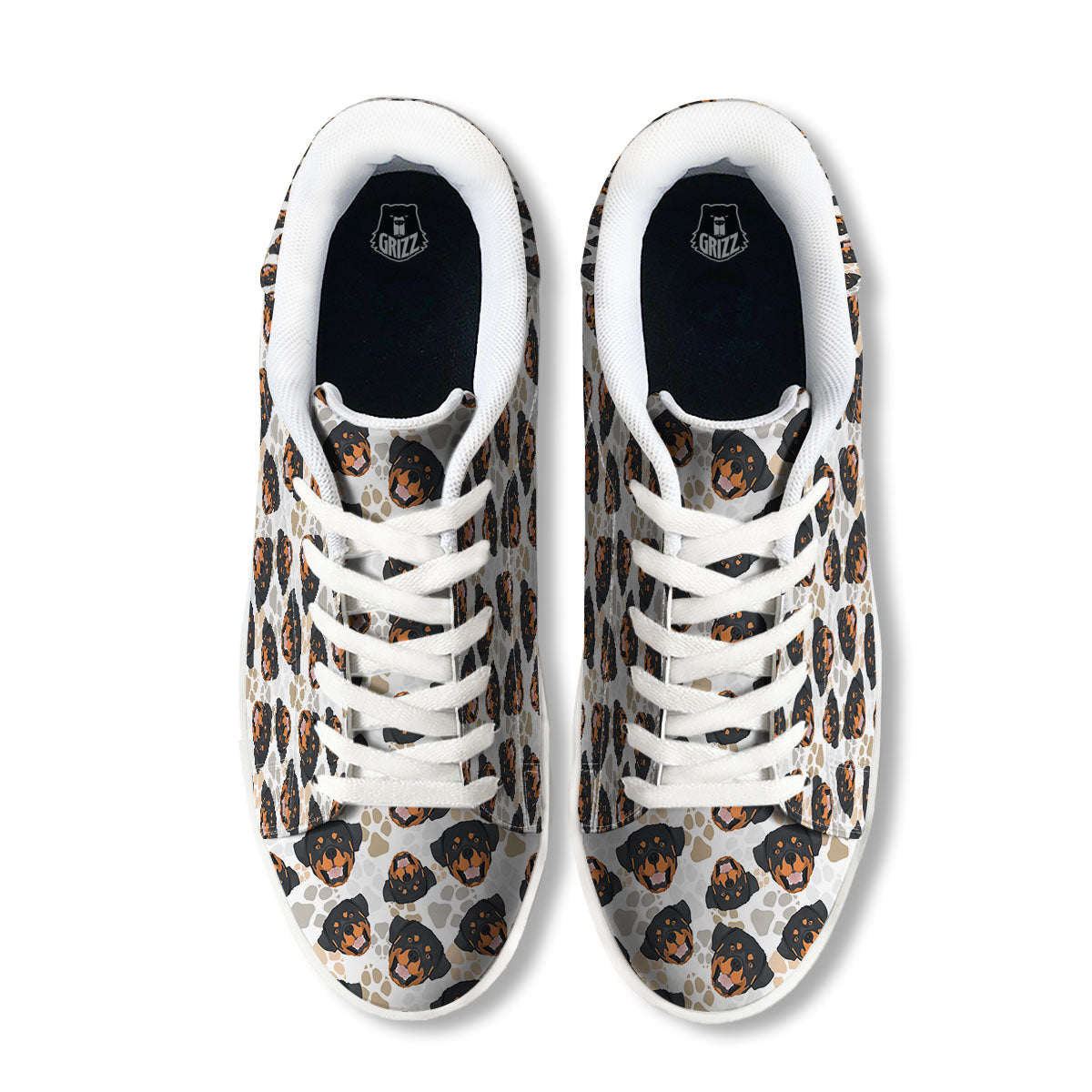 Rottweiler Print Pattern White Low Top Sneakers-grizzshop