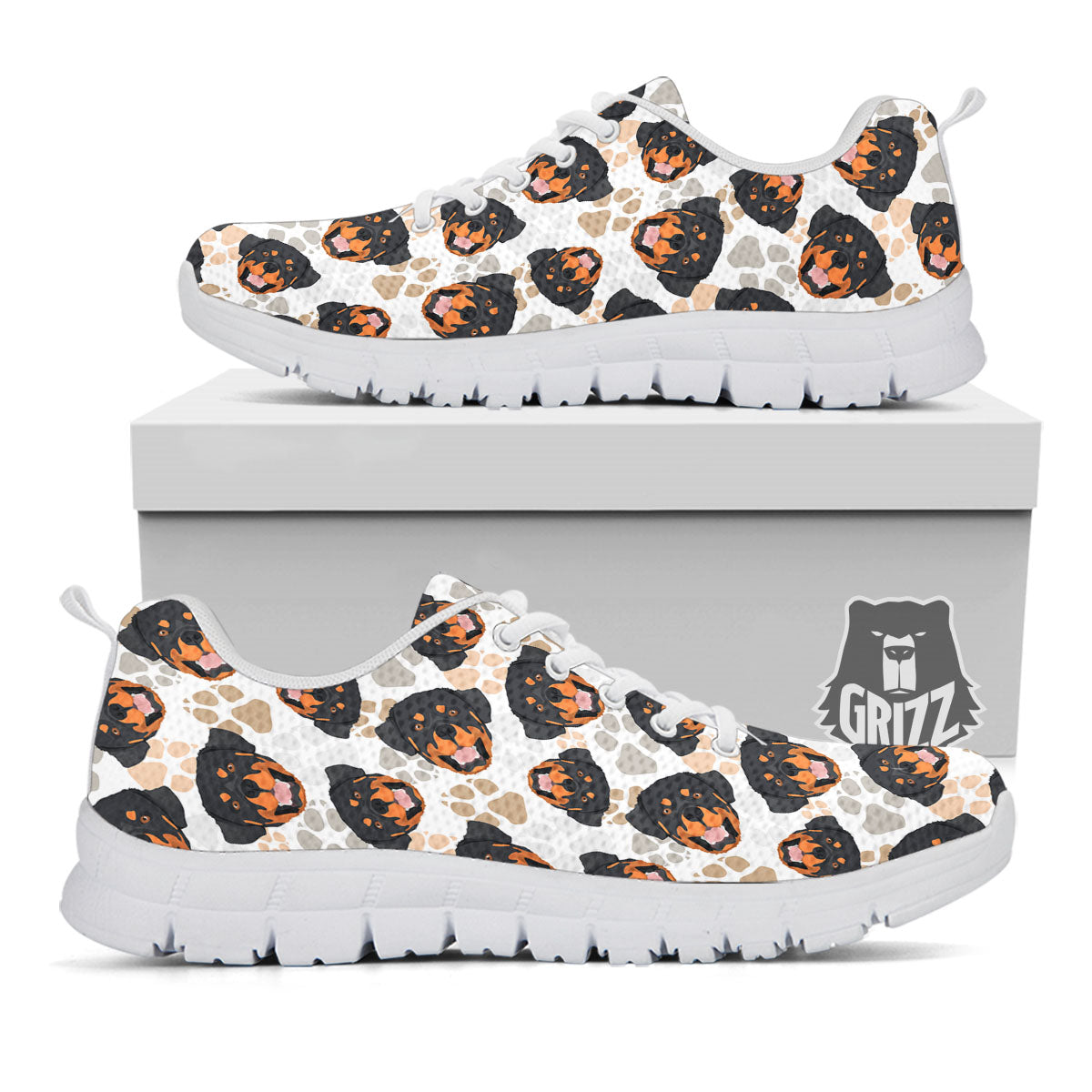 Rottweiler Print Pattern White Sneaker-grizzshop