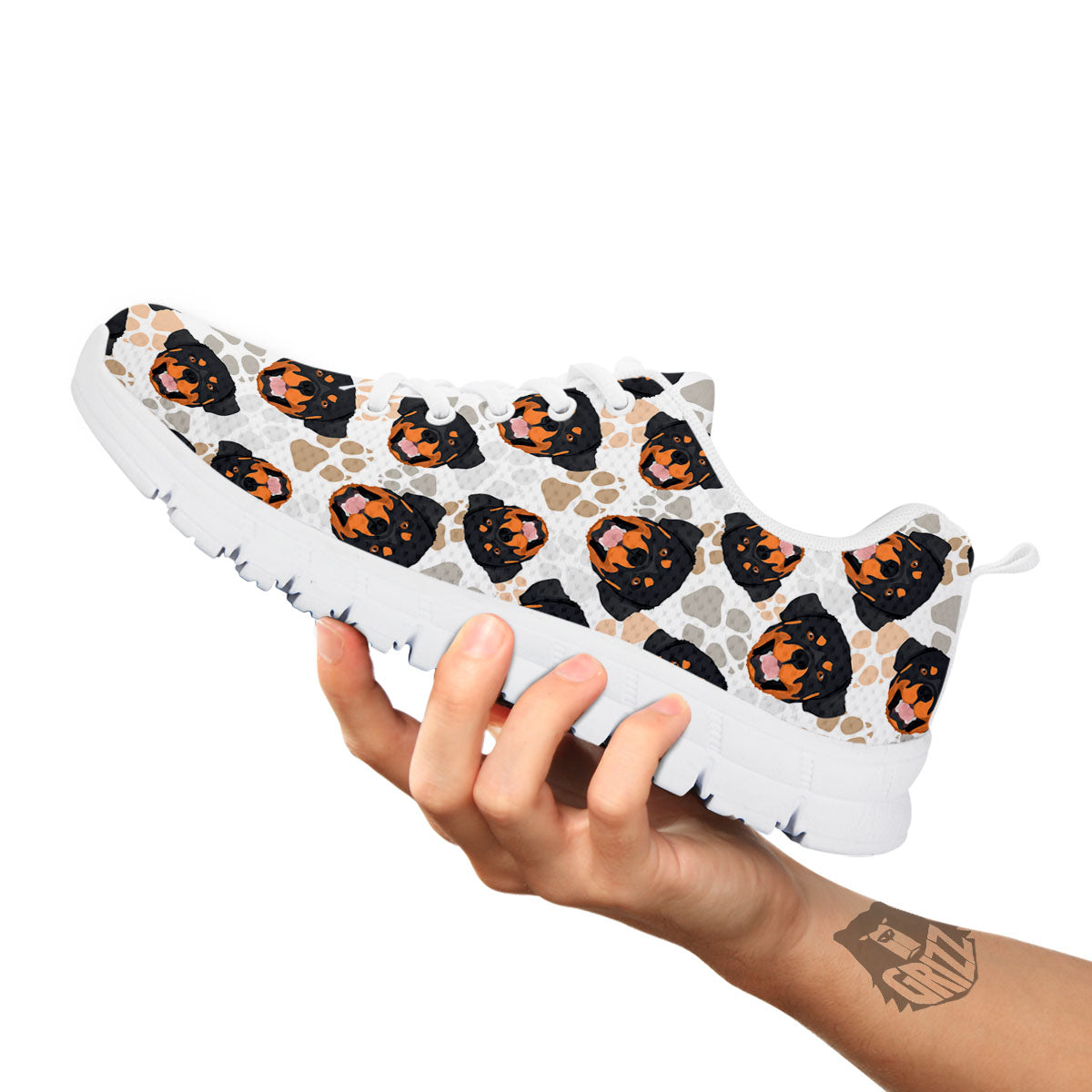 Rottweiler Print Pattern White Sneaker-grizzshop