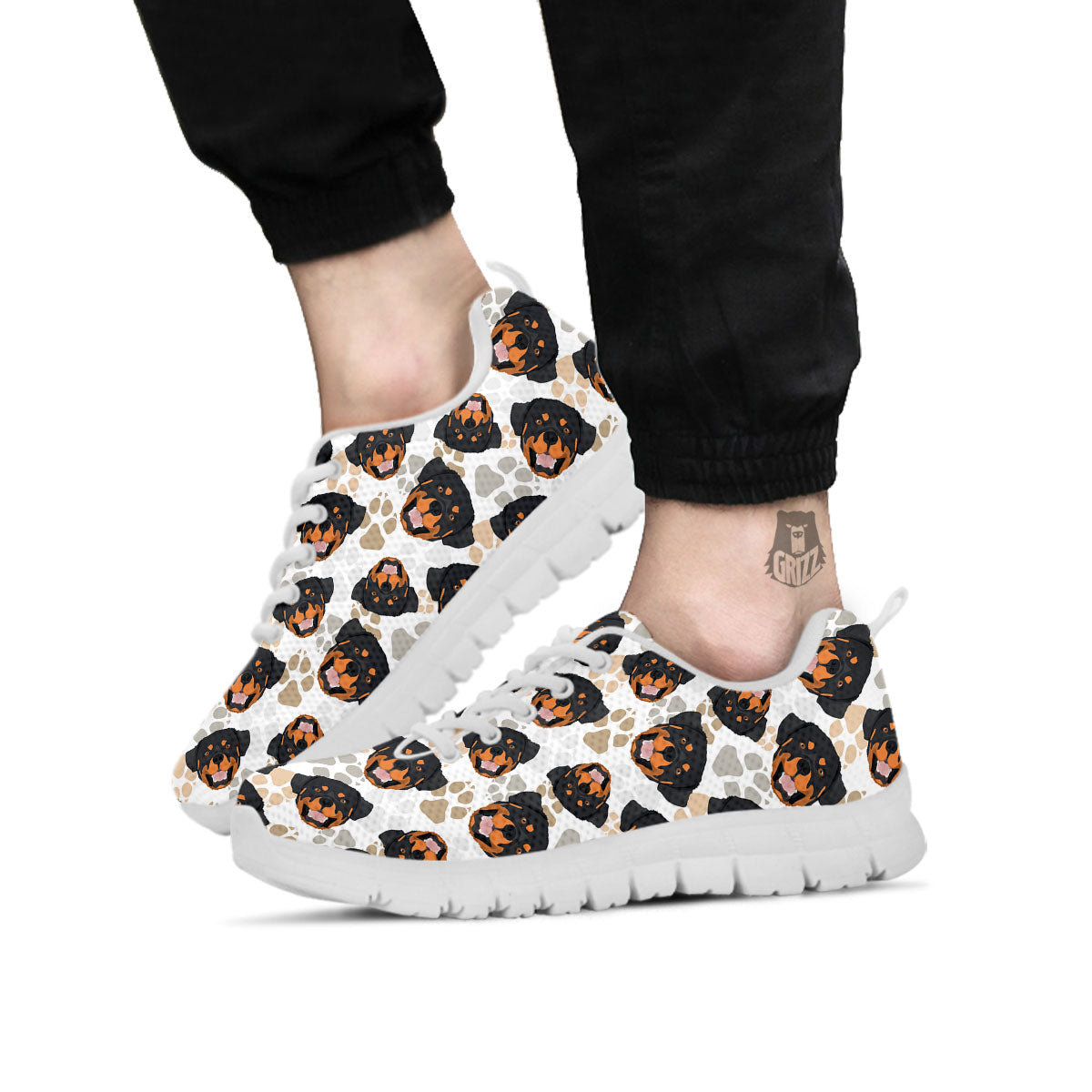Rottweiler Print Pattern White Sneaker-grizzshop