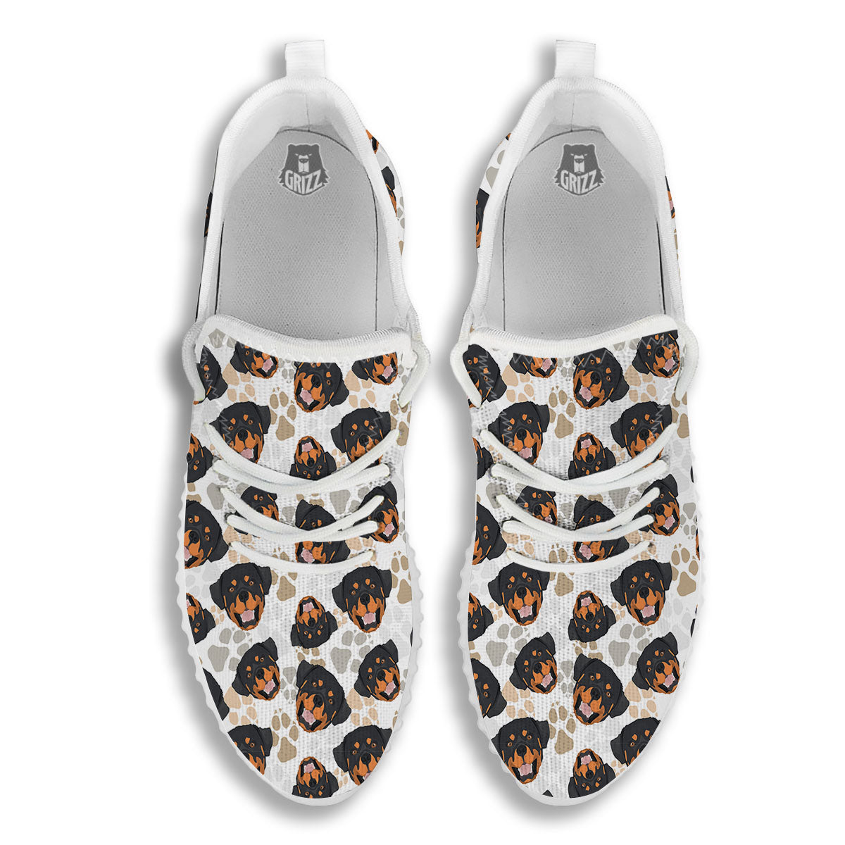 Rottweiler Print Pattern White Walking Shoes-grizzshop