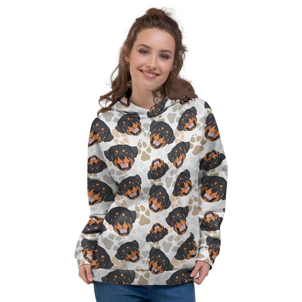 Rottweiler Print Pattern Women's Hoodie-grizzshop