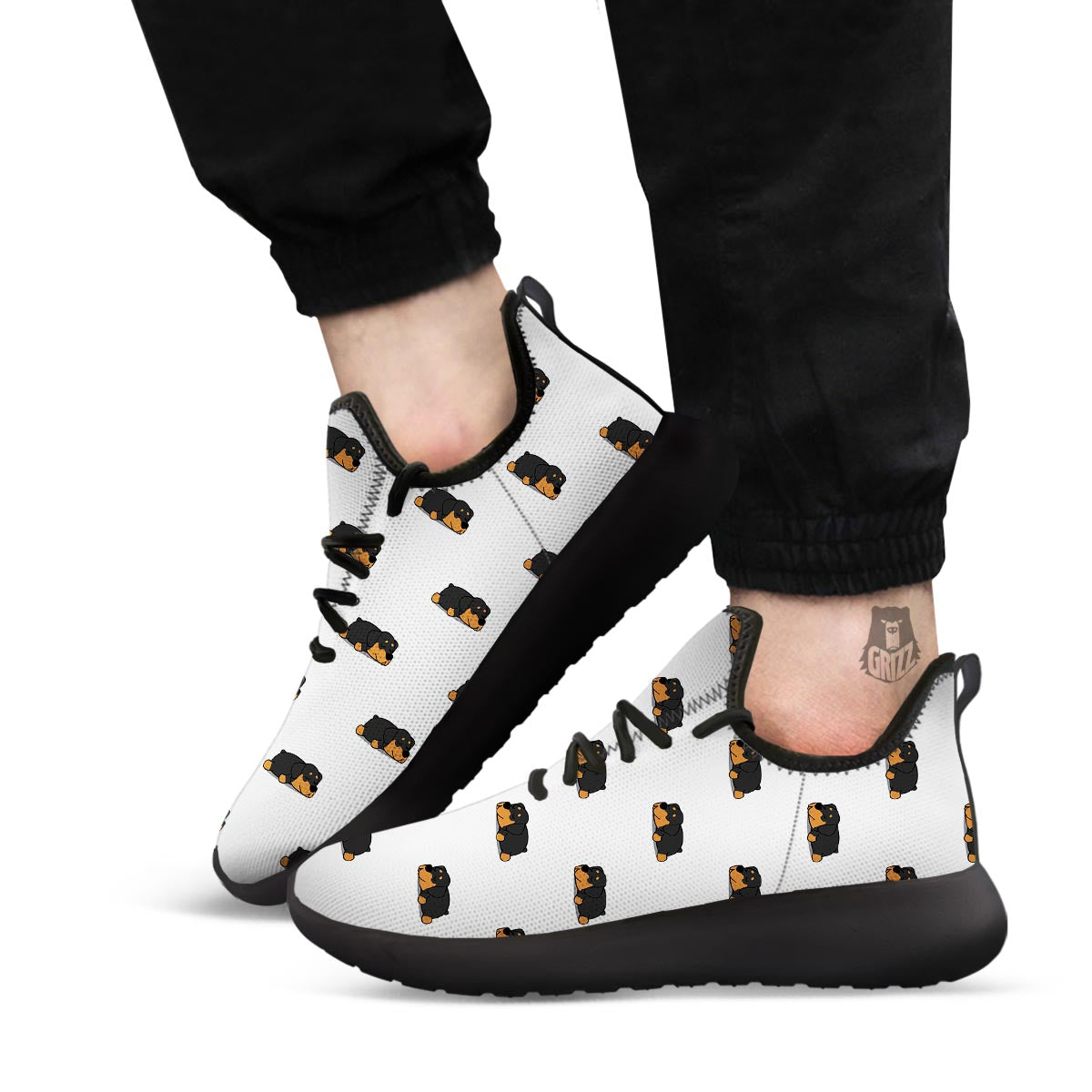 Rottweiler Sleeping Print Pattern Black Athletic Shoes-grizzshop