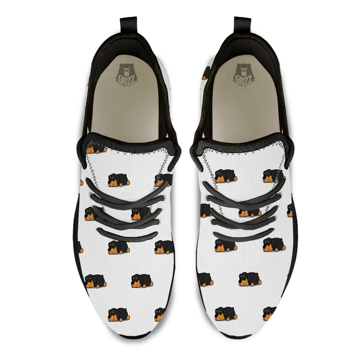 Rottweiler Sleeping Print Pattern Black Athletic Shoes-grizzshop
