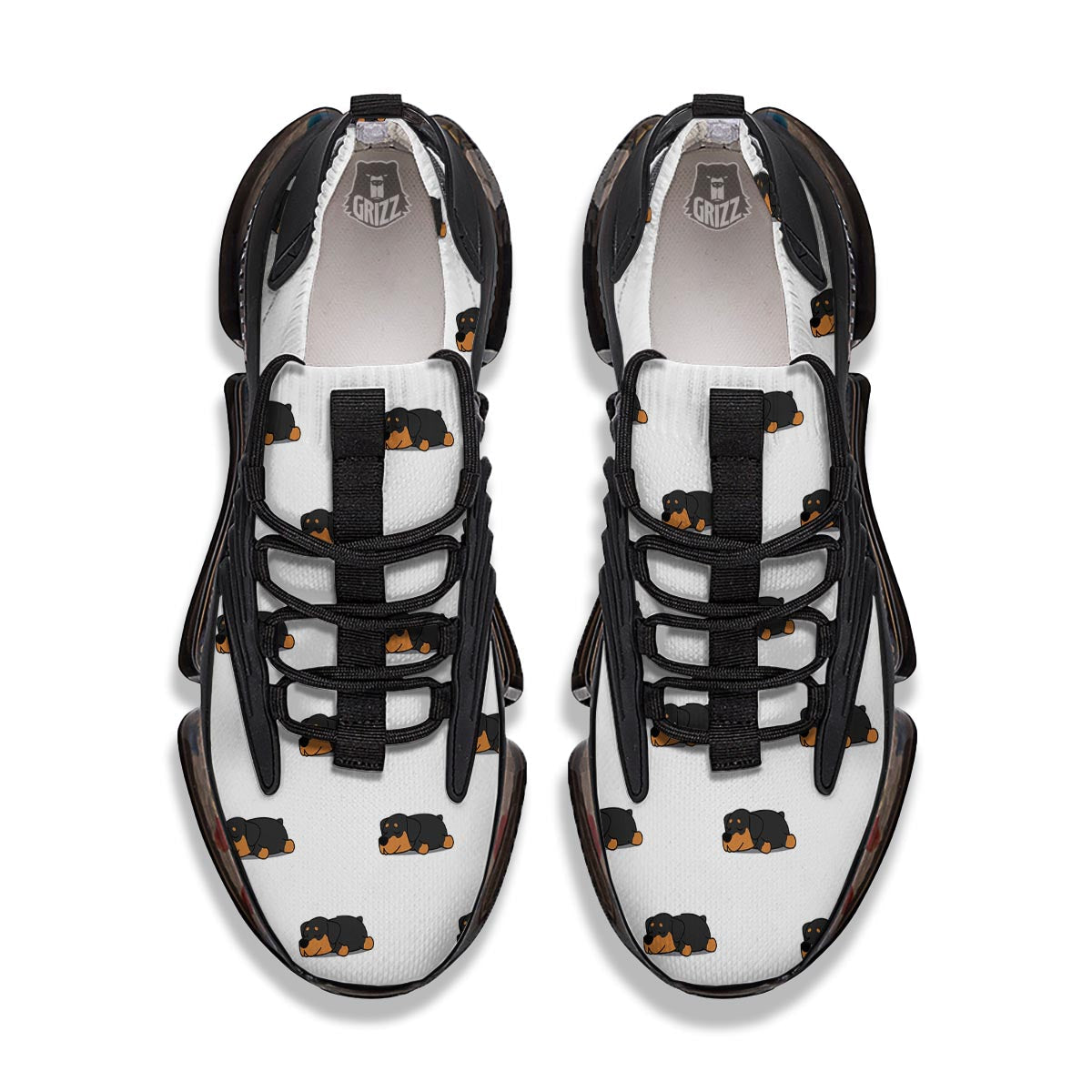 Rottweiler Sleeping Print Pattern Black Gym Shoes-grizzshop