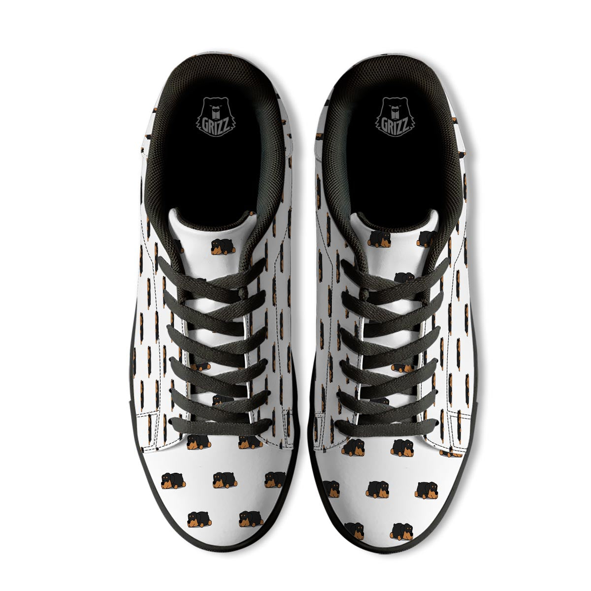 Rottweiler Sleeping Print Pattern Black Low Top Sneakers-grizzshop