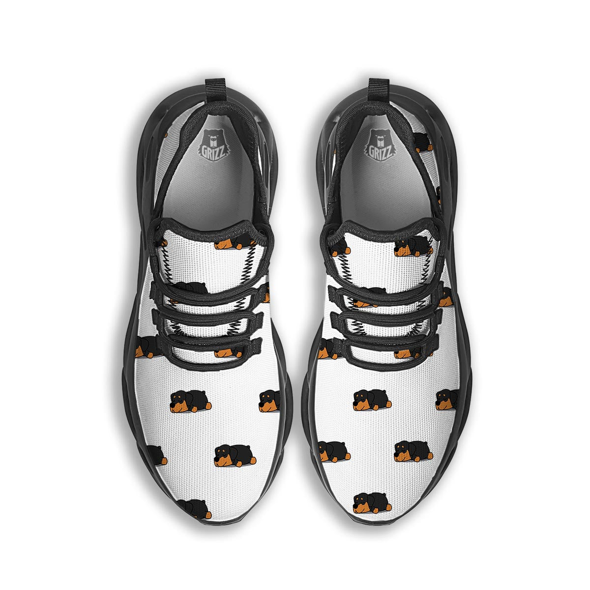Rottweiler Sleeping Print Pattern Black Running Shoes-grizzshop