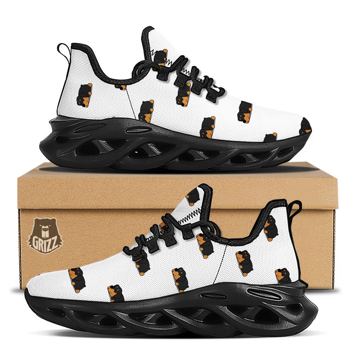 Rottweiler Sleeping Print Pattern Black Running Shoes-grizzshop