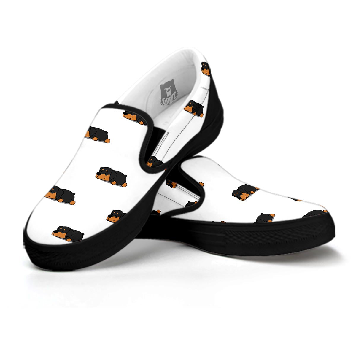 Rottweiler Sleeping Print Pattern Black Slip On Shoes-grizzshop