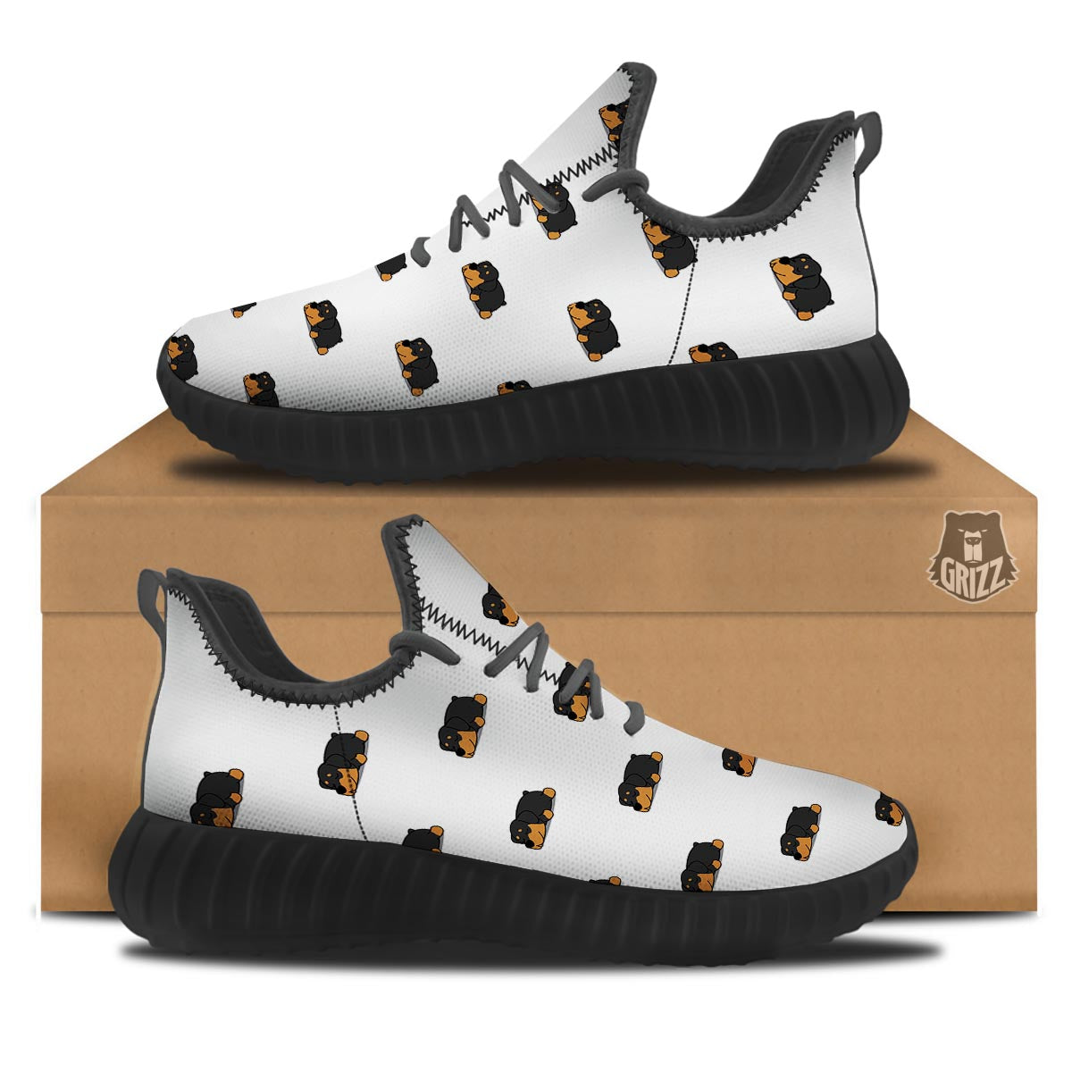 Rottweiler Sleeping Print Pattern Black Walking Shoes-grizzshop