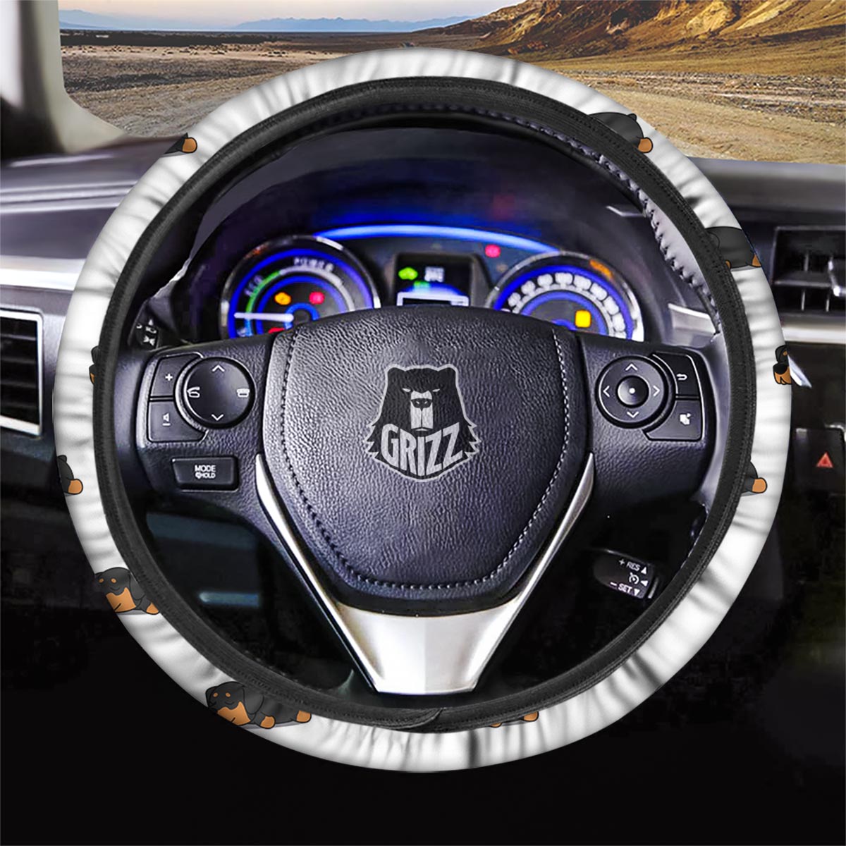 Rottweiler Sleeping Print Pattern Car Steering Wheel Cover-grizzshop