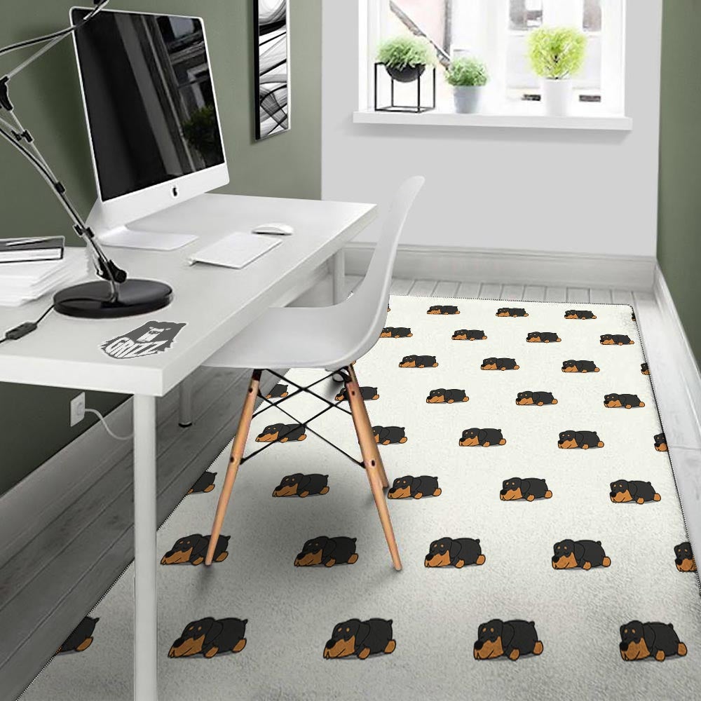 Rottweiler Sleeping Print Pattern Floor Mat-grizzshop