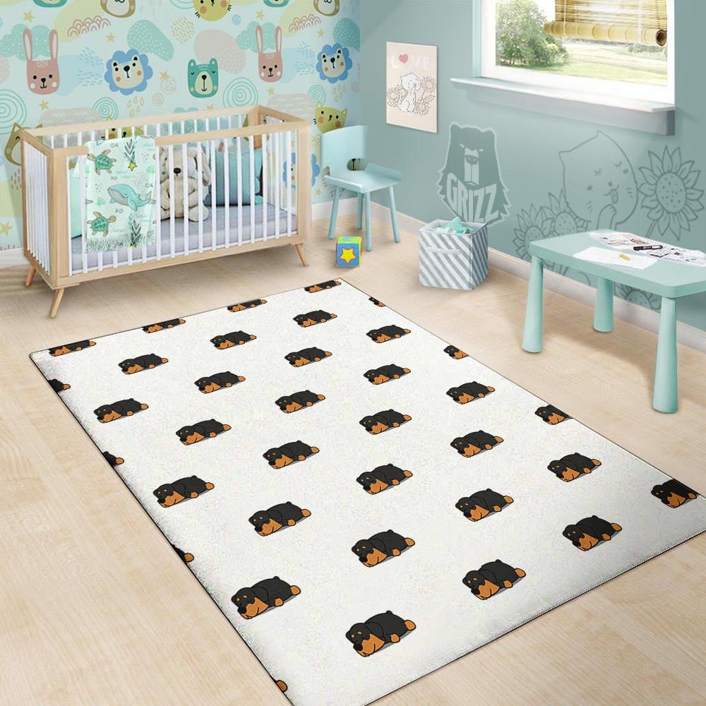 Rottweiler Sleeping Print Pattern Floor Mat-grizzshop