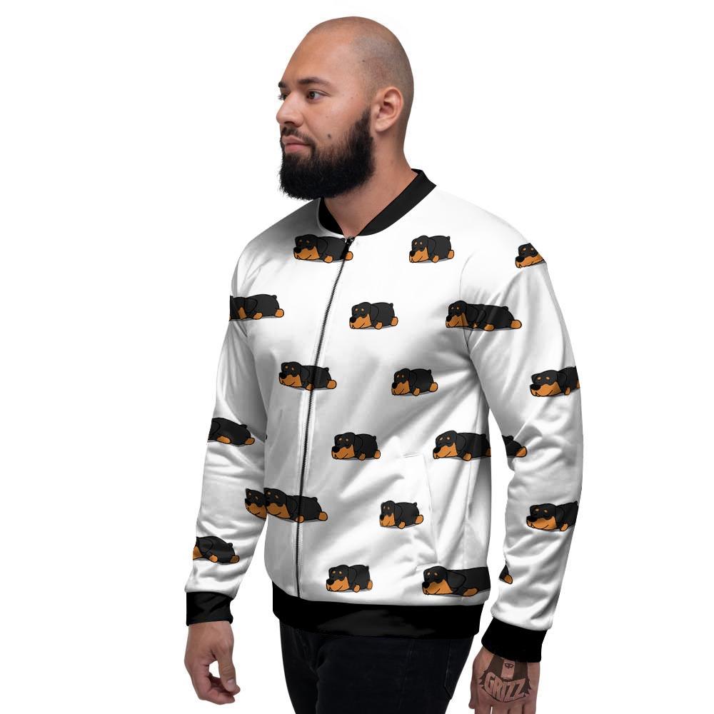 Rottweiler Sleeping Print Pattern Men's Bomber Jacket-grizzshop