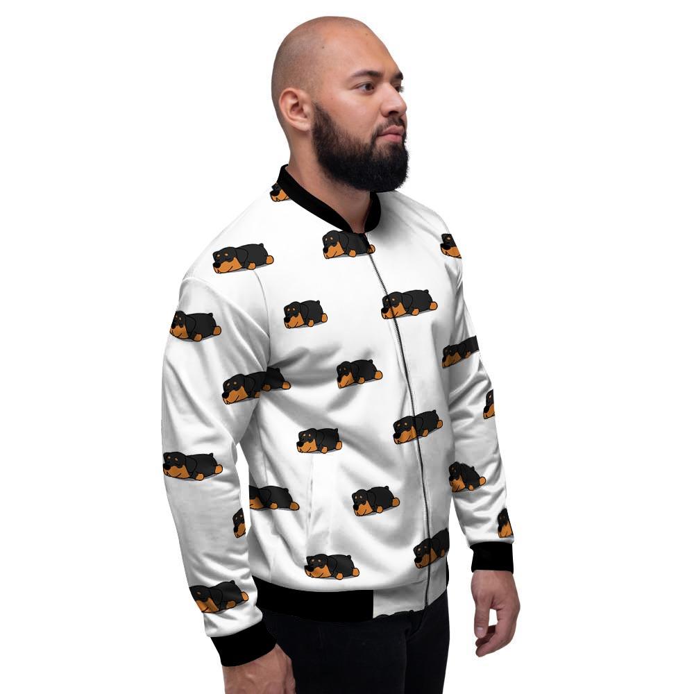 Rottweiler Sleeping Print Pattern Men's Bomber Jacket-grizzshop