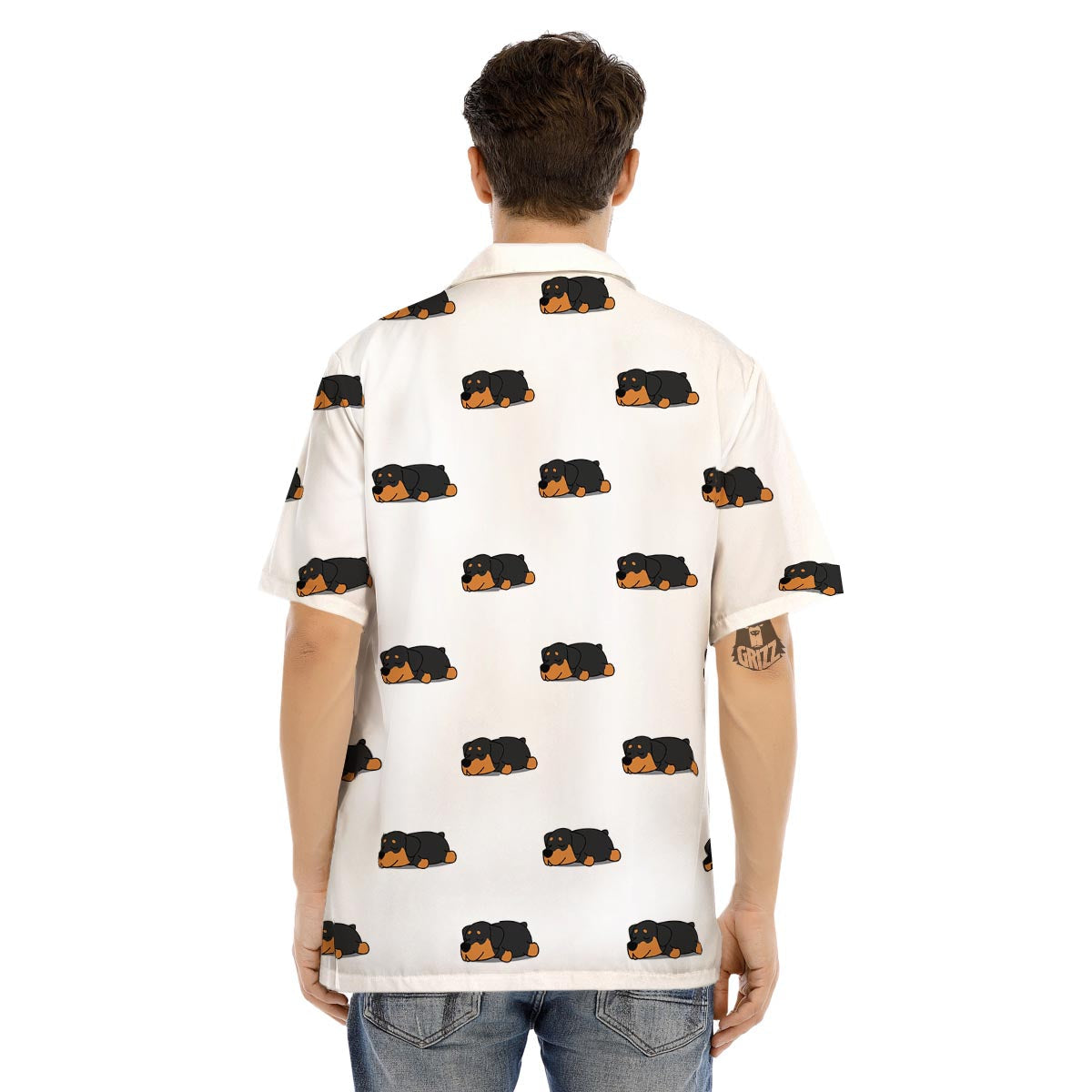 Rottweiler Sleeping Print Pattern Men's Hawaiian Shirt-grizzshop
