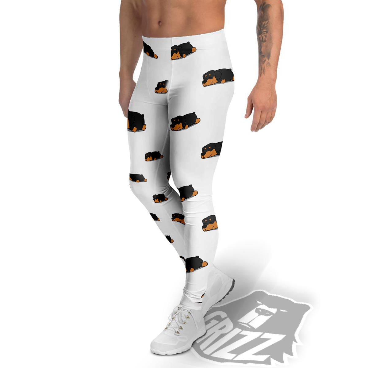 Rottweiler Sleeping Print Pattern Men's Leggings-grizzshop