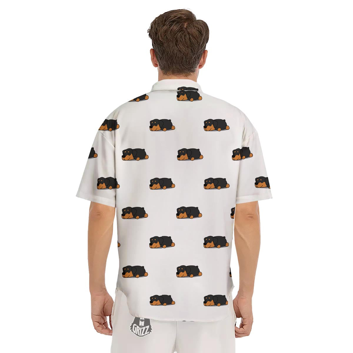 Rottweiler Sleeping Print Pattern Men's Short Sleeve Shirts-grizzshop