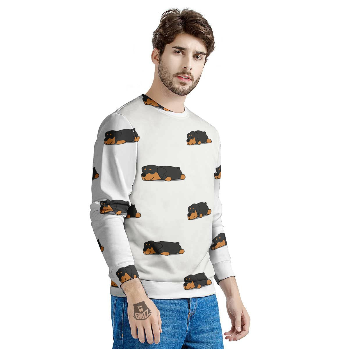 Rottweiler Sleeping Print Pattern Men's Sweatshirt-grizzshop