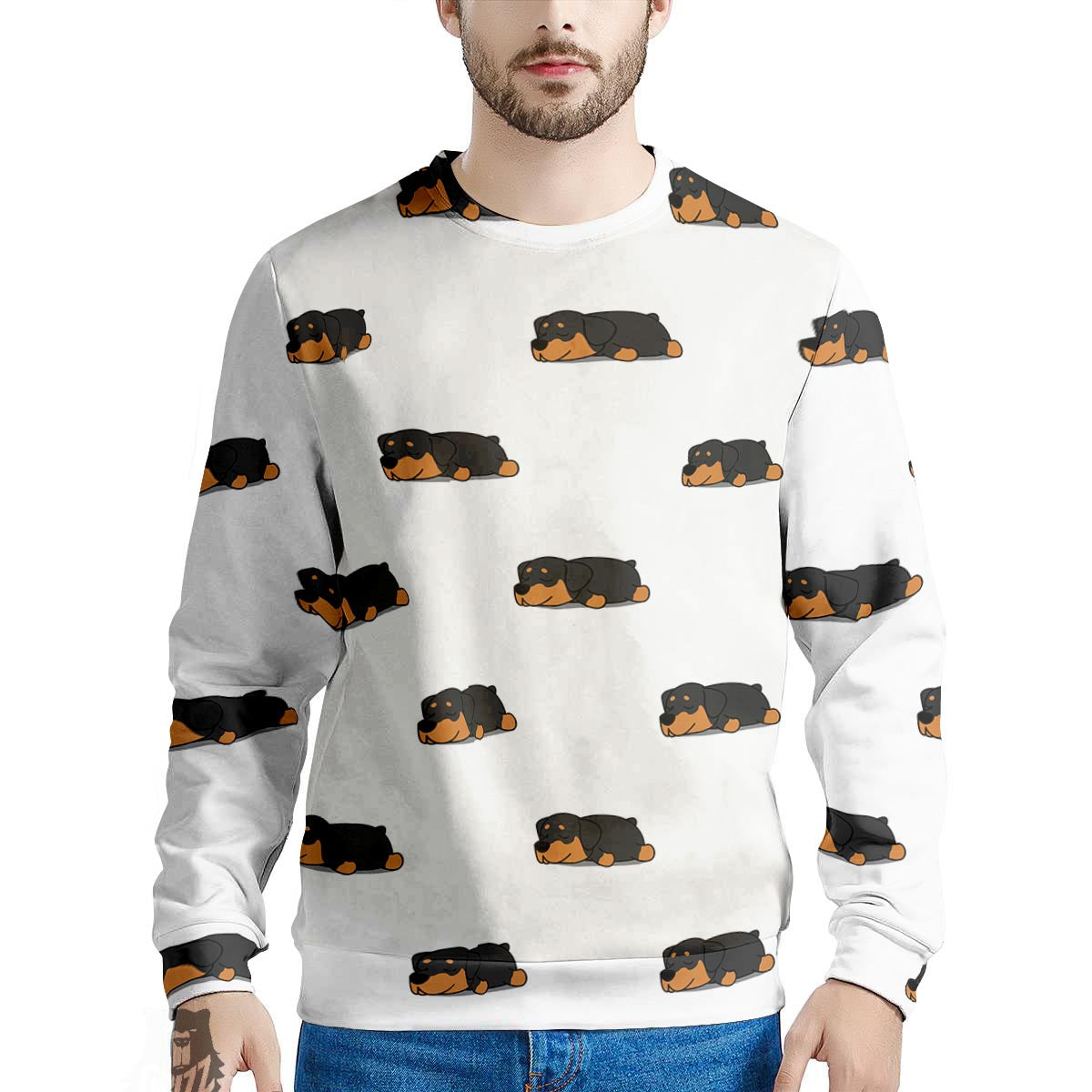 Rottweiler Sleeping Print Pattern Men's Sweatshirt-grizzshop