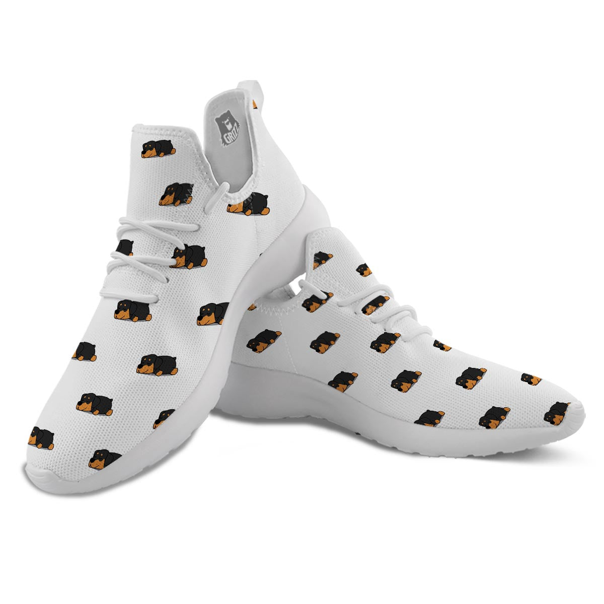 Rottweiler Sleeping Print Pattern White Athletic Shoes-grizzshop