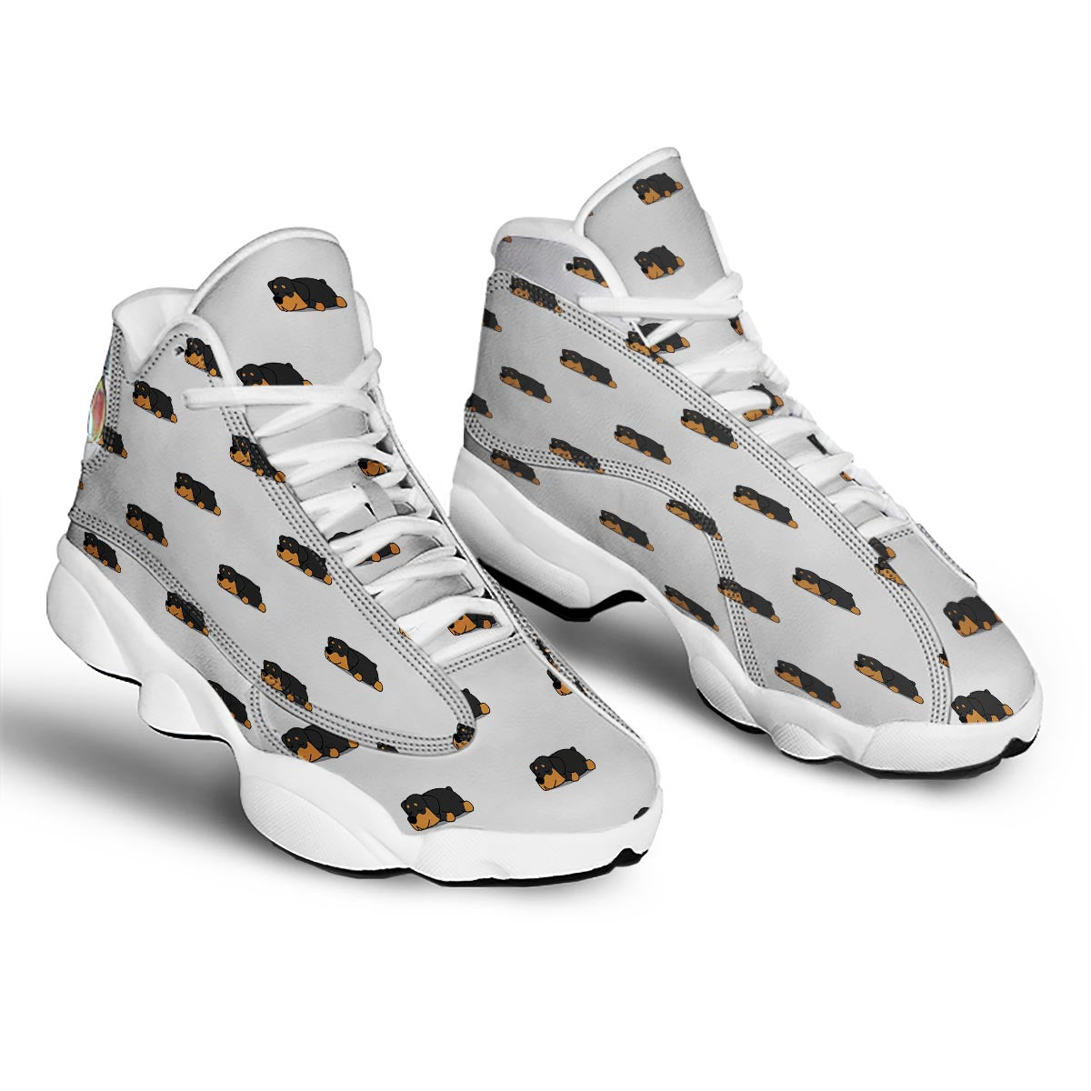 Rottweiler Sleeping Print Pattern White Basketball Shoes-grizzshop
