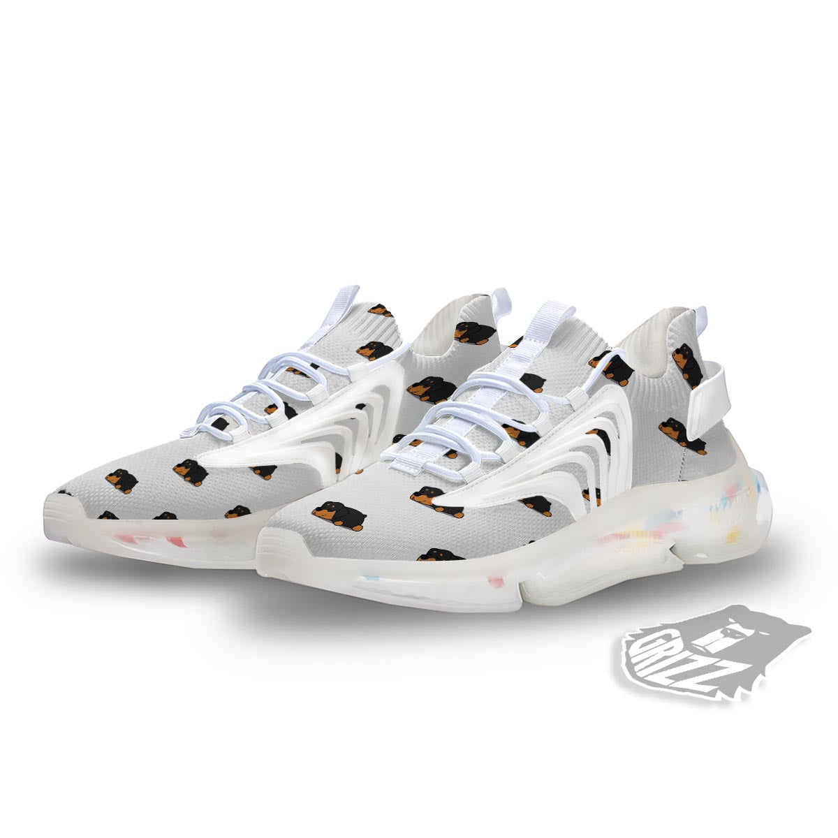 Rottweiler Sleeping Print Pattern White Gym Shoes-grizzshop