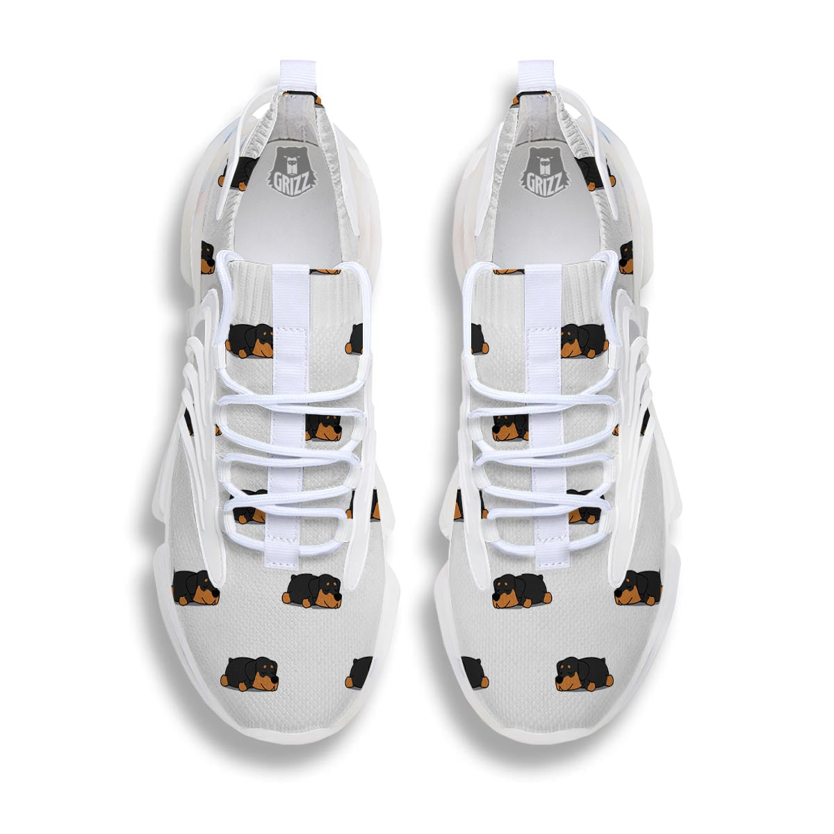 Rottweiler Sleeping Print Pattern White Gym Shoes-grizzshop