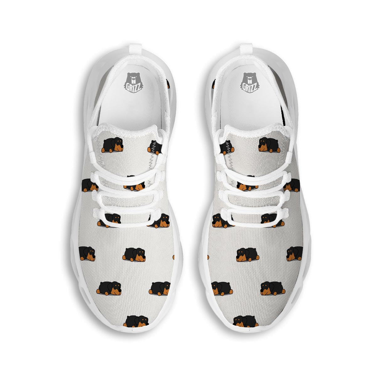 Rottweiler Sleeping Print Pattern White Running Shoes-grizzshop