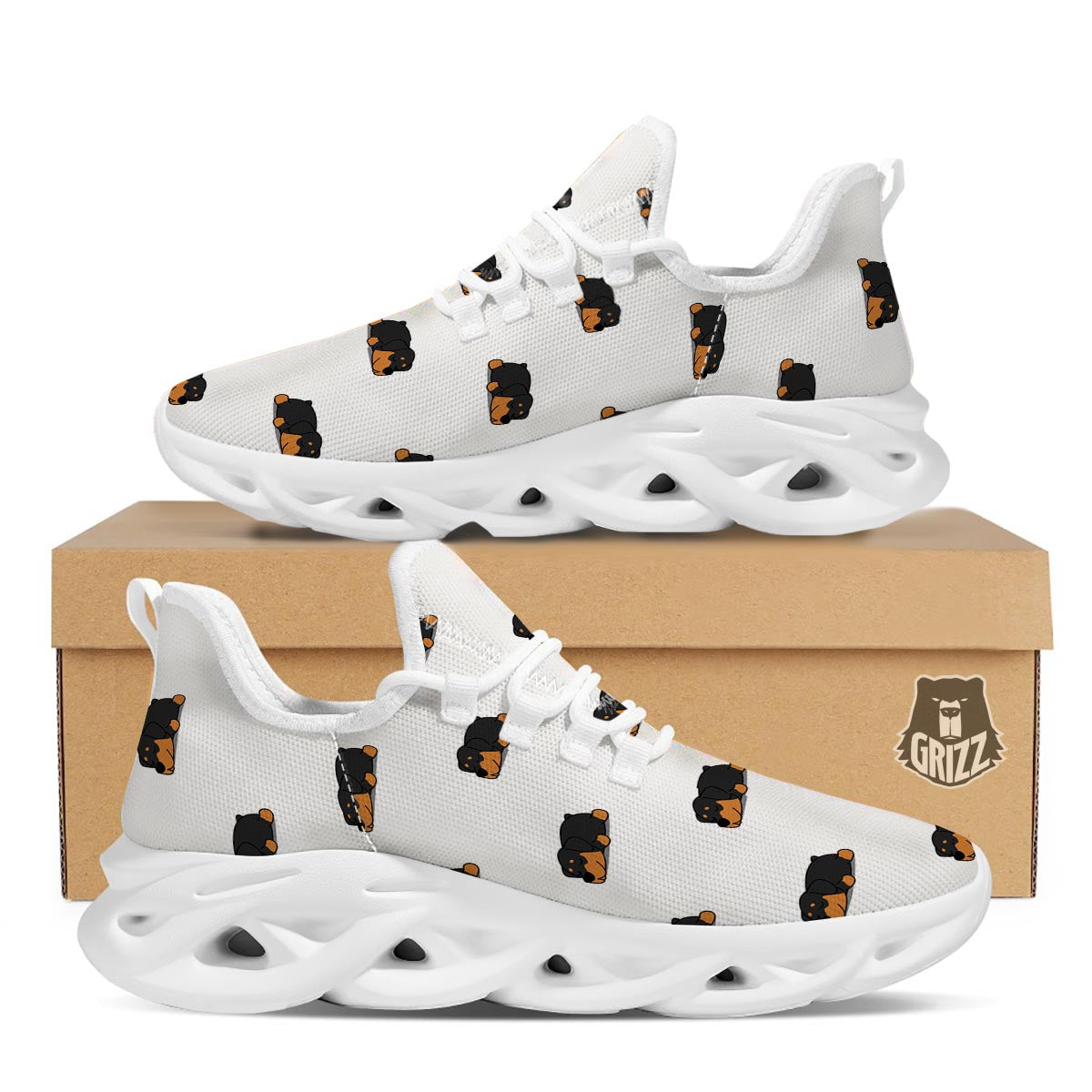 Rottweiler Sleeping Print Pattern White Running Shoes-grizzshop
