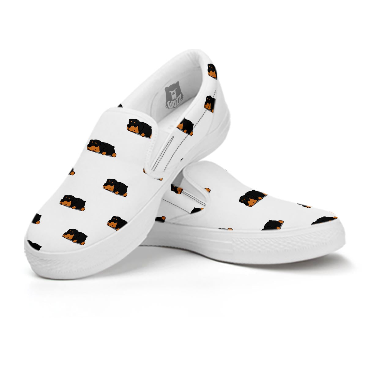 Rottweiler Sleeping Print Pattern White Slip On Shoes-grizzshop